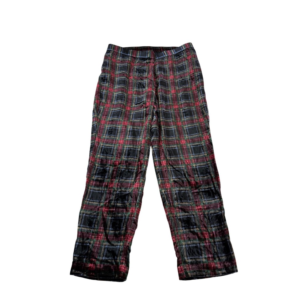 J. Jill Velvet Plaid Pants M Tartan Holiday Straight Leg Christmas Academia NWT